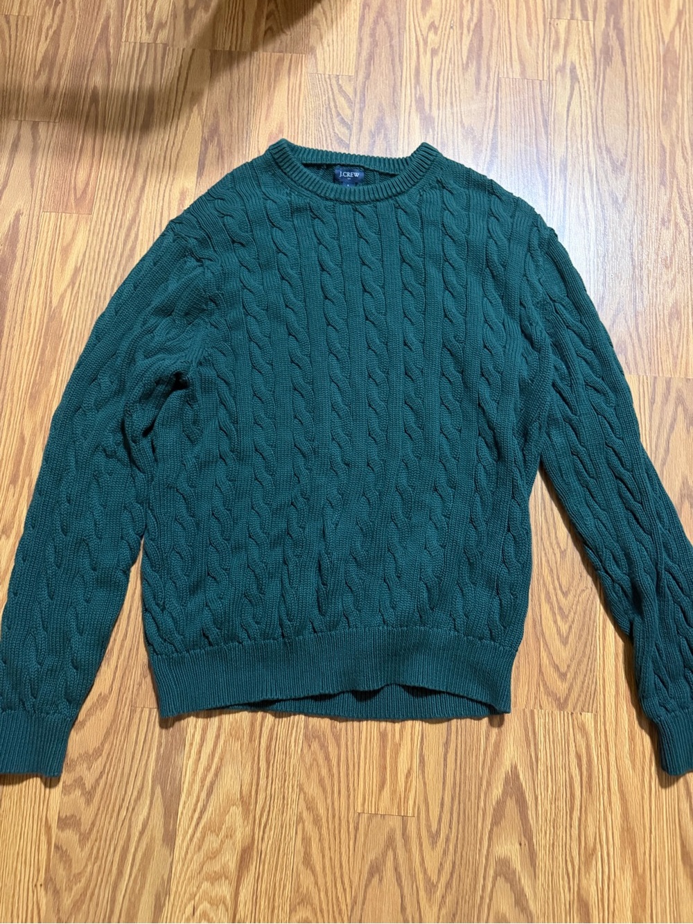 J. Crew Men's Forest Green Cable Knit Sweater Large